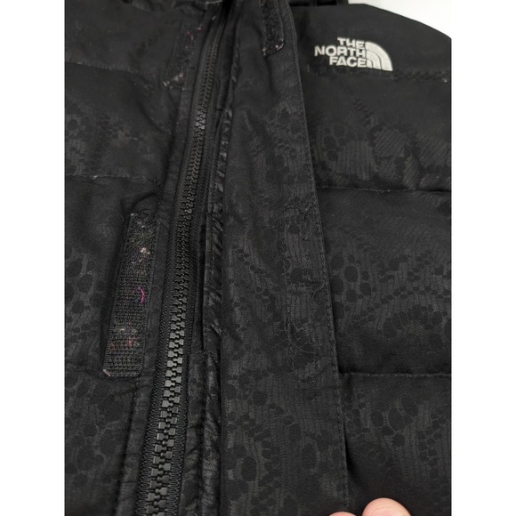 North Face 550 Black Patterned Puffer Coat - Picture 7 of 12
